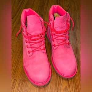 Hot pink Timberlands